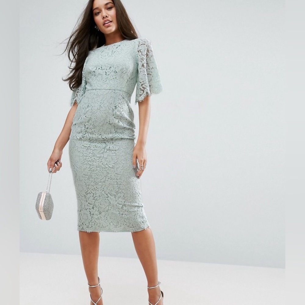 ASOS Flutter Sleeve Lace Pencil Dress size 4